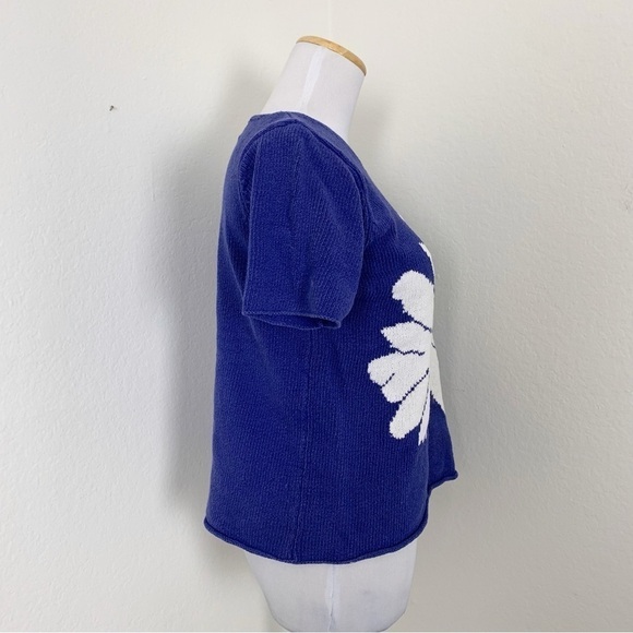 Vintage Jones New York Sport Knit Sweater Top Floral Short Sleeve Flower - Picture 15 of 16